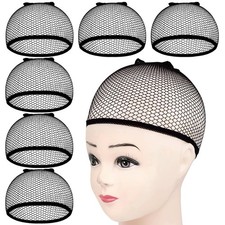 6PCSBlack Mesh Net Non Slip Wig Cap Weaving Hair Net Close End Fishnet