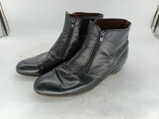 Valentino Ankle Boots Mens Size 11 Black Leather Side Zip Dress Shoes V689 s5