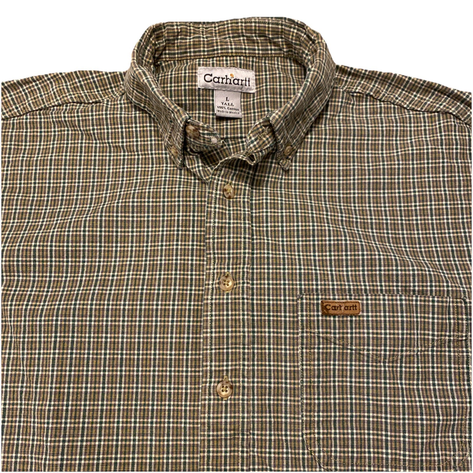 Carhartt Shirt Button Down Plaid Men's Large Tall Relaxed Fit Long Sleeve S94FRT