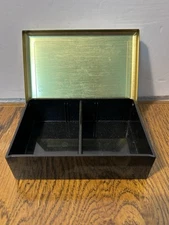 Vintage Park Sherman Jewelry Trinket Box Black & Gold Made In USA