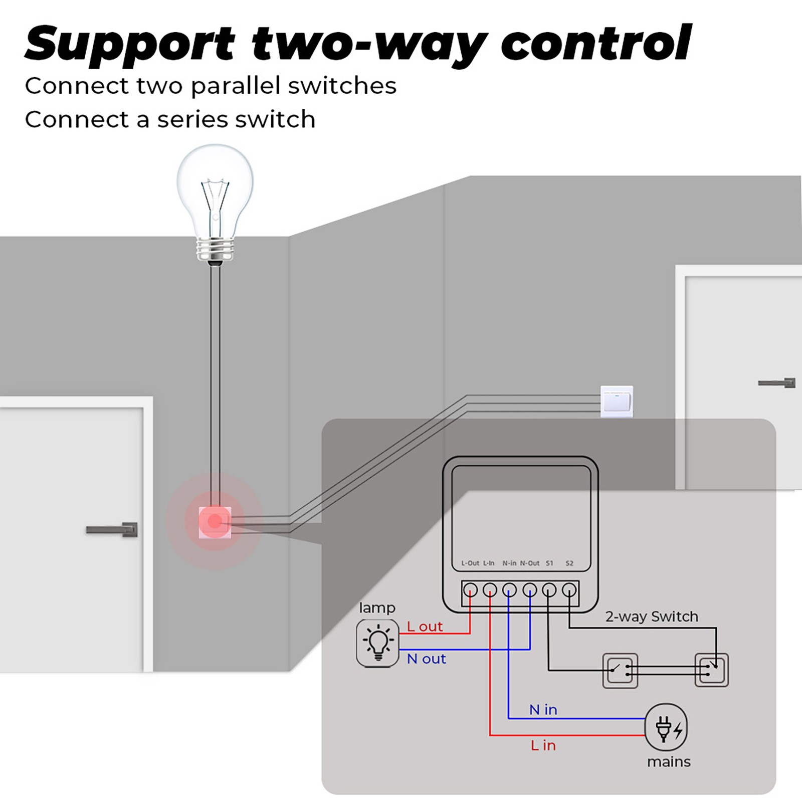 .Mini Switch Module 16A Intelligent Relay Light Switch APP Remote Control Voice
