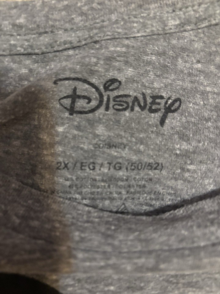 Disney T Shirt Gray Mickey Mouse Logo Classic Basic Cartoon Size 2X ...