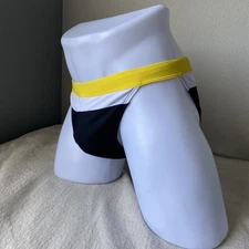 SUMMER CLEARANCE! UXH Men’s Swim Bikini - Yellow, Black, & White -US Medium