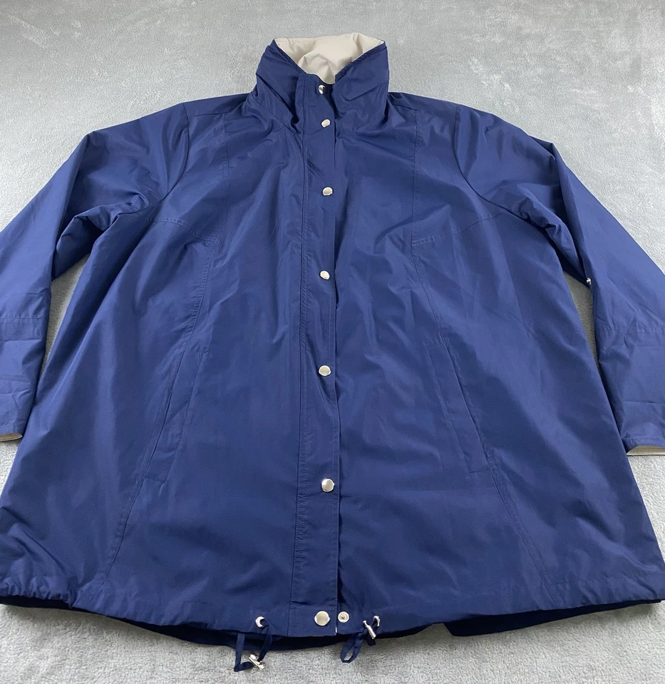 Abrigo cortavientos para mujer JM Collection 3XL azul ajustable cremallera completa C12 Foto 2 de 4