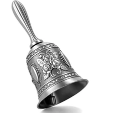 DomeStar Silver Hand Bell – Loud Call Bell for Bedside, Dinner, Wedding, Christm