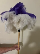 Purple /white soft first grade soft ostrich feather display duster