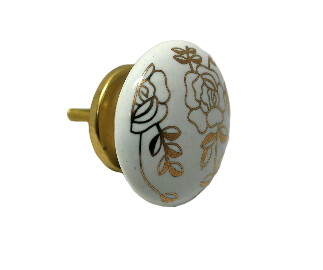 White & Gold Vintage Ceramic Knobs Drawer Pulls Cupboard Dresser knobs eBay