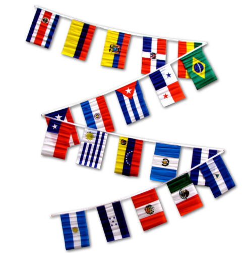 30ft String Flag Set of 20 Latin American Country Flags 12x18 Pennants - Picture 1 of 2