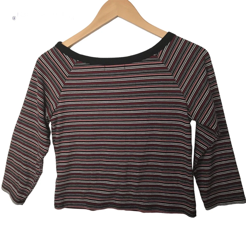 Cárdigan acanalado casi famoso M L manga larga camisa grunge rayas Y2K 00s Foto 3 de 4