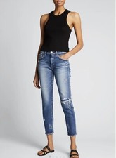 Moussy Vintage Kenwood Skinny Jeans In Blue Distressed 350, Sz 24, NWT
