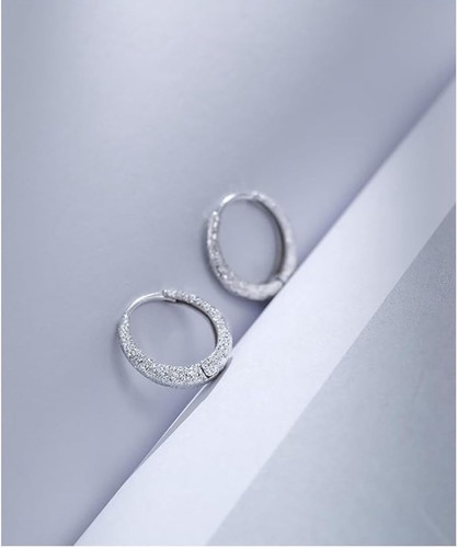 925 Sterling Silver Lightweight round design hoop earrings - Picture 5 of 6