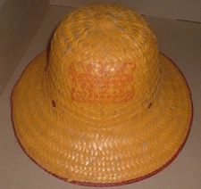 Vintage MM Minneapolis Moline Straw Hat 1940s Tractor Implement Farm Advertising