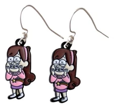 Gravity Falls Mabel Character 1.1" Tall Metal Enamel French Wire Earrings 