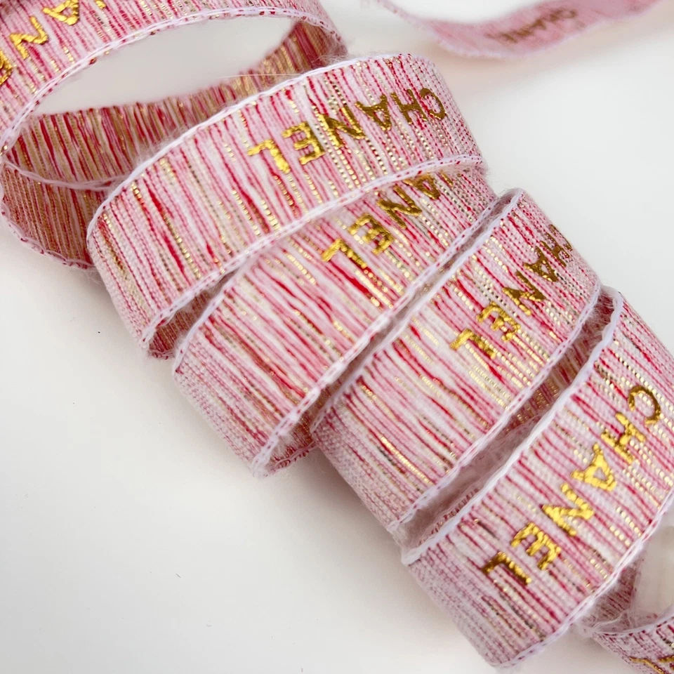 2 Yards of Chanel LE Pink-Gold Holiday Gift Wrap Ribbon 100% New & Authentic - Image 3 of 4