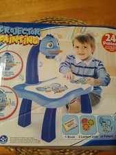Educational Early Learning Led Projector Painting Board Drawing Table, blue.