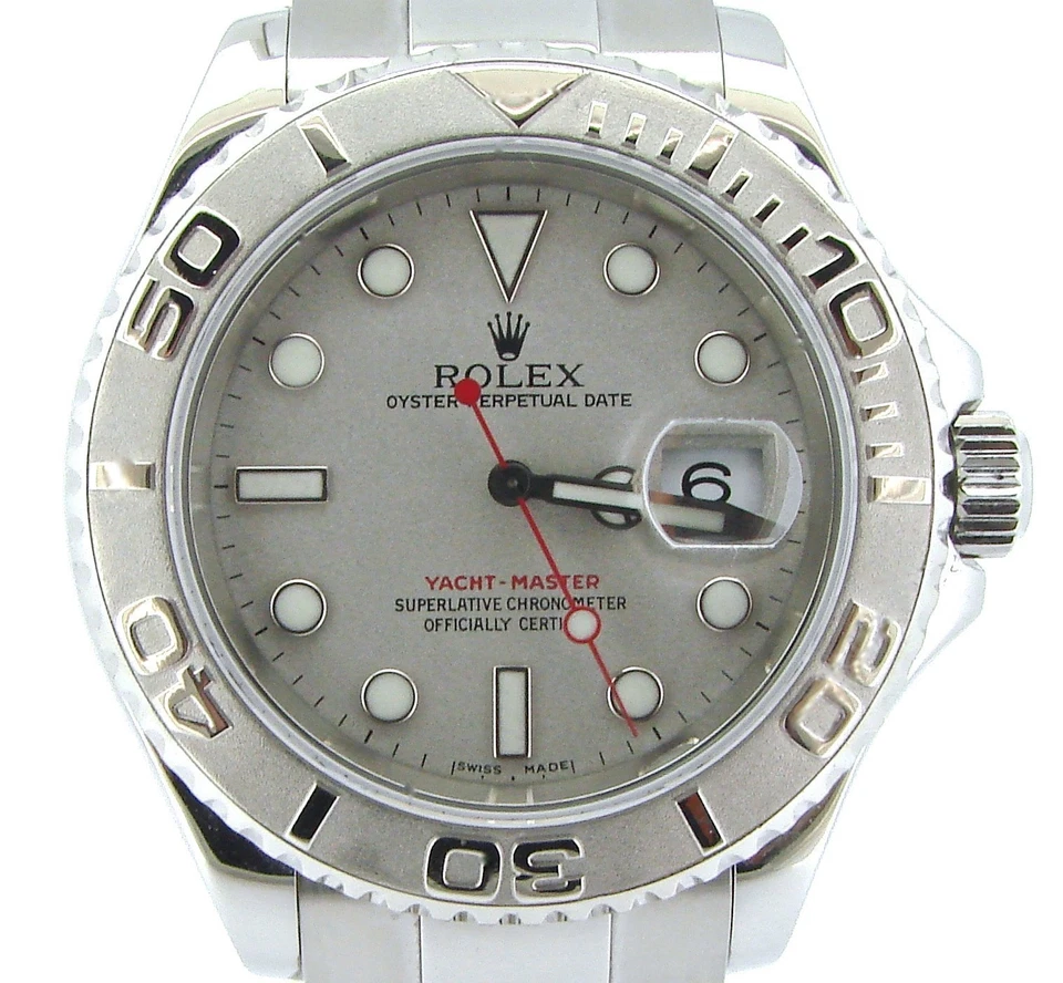 Rolex Yacht Master Mens Stainless Steel & Platinum Bezel Dial Watch 40mm 16622