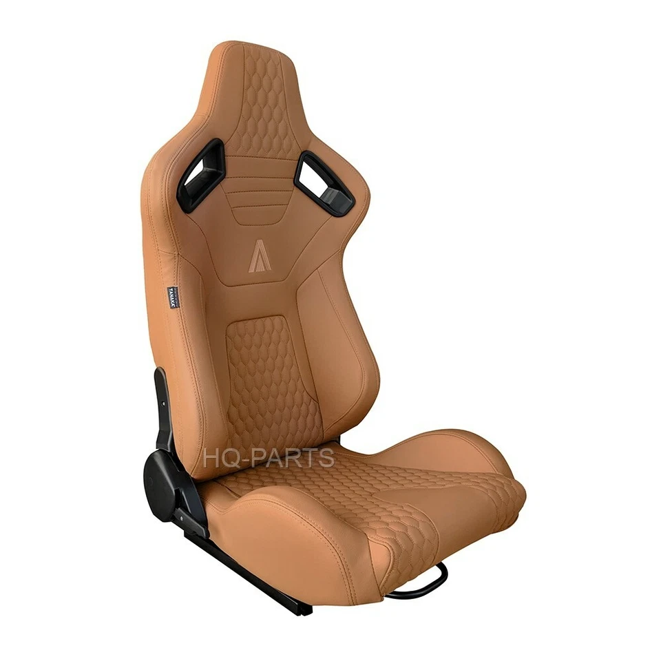 2 X ASIENTOS DE CARRERAS RECLINABLES DE CUERO PVC TOSTADO PREMIUM TANAKA PARA BMW Foto 3 de 4