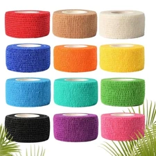 Self-Adhesive Elastic Bandage Wrap (12-Pack) – 1” x 5 Yards for Sports Injuries