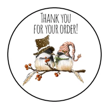 30 1.5" THANK YOU FOR YOUR ORDER WREATH LABELS ROUND STICKERS ENVELOPE SEALS