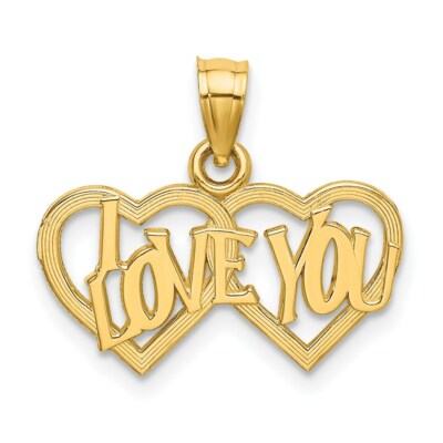 14K Gelbgold I Love You Doppelherz Anhänger