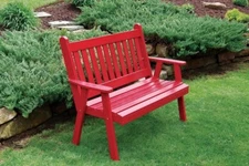 A&L Furniture Co. Amish-Made Pine Traditional English Garden Benches, In 3 Sizes