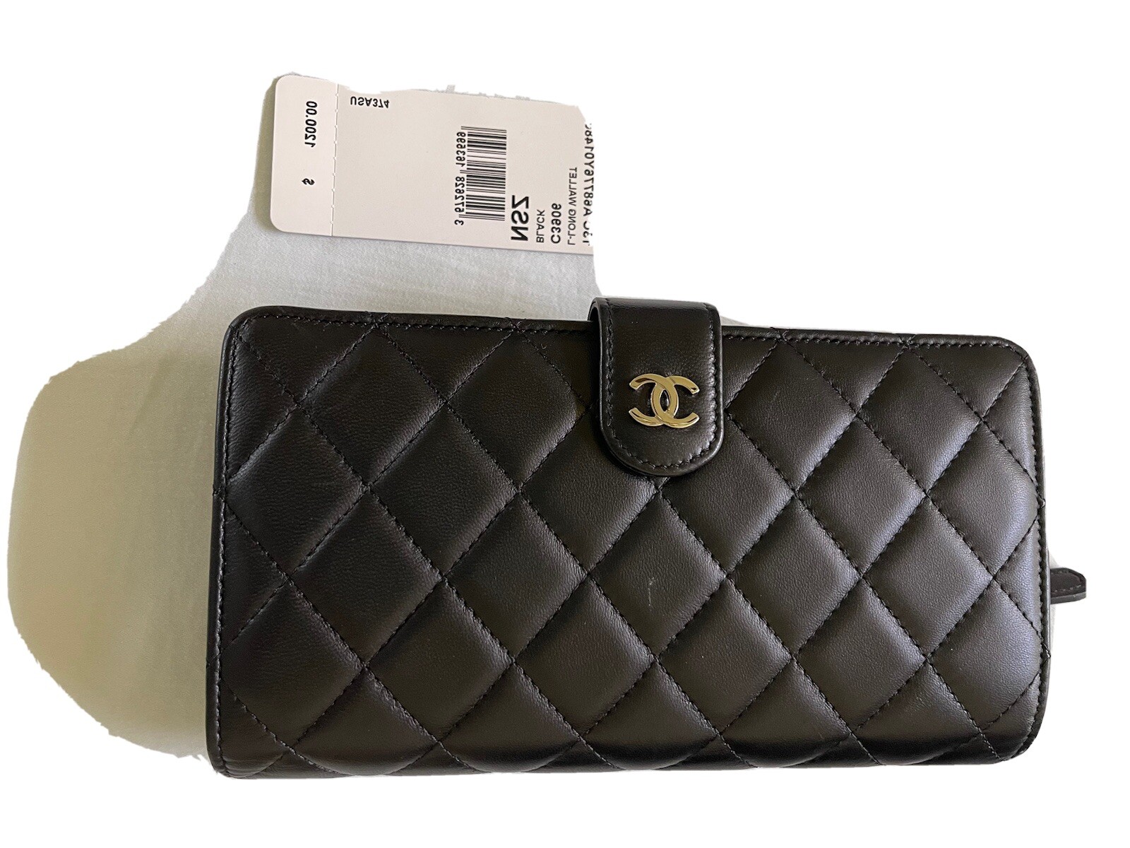 Authentic Chanel Black Leather wallets women Gem