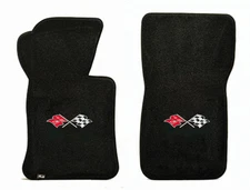 New! 1963-1967 Chevy Corvette Black Floor mats w/ Corvette Flags Embroidered Set