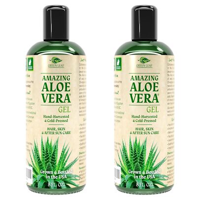 Pure Aloe Vera Gel 16 Ounce Cold Pressed Organic Skin Moisturizer Made In Usa