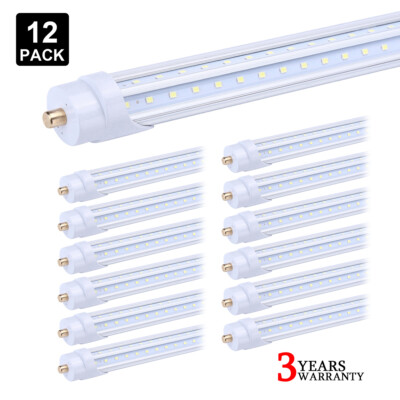 12 Pack 65W T8 8FT FA8 Single Pin Led Tube Light Bulbs 8' Led Shop Light 6000K