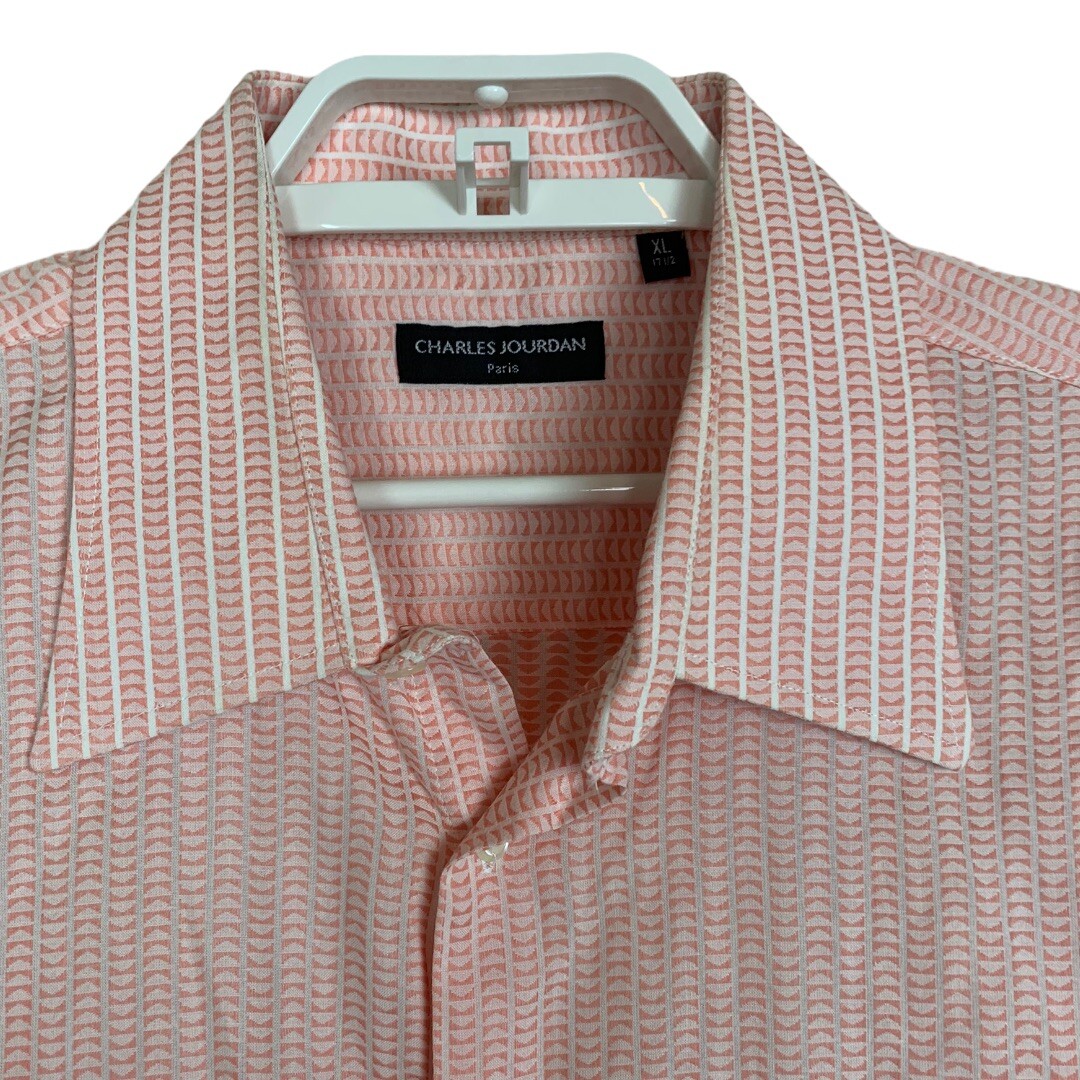 Charles Jourdan Paris Men's Size XL Pink White Long Sleeve