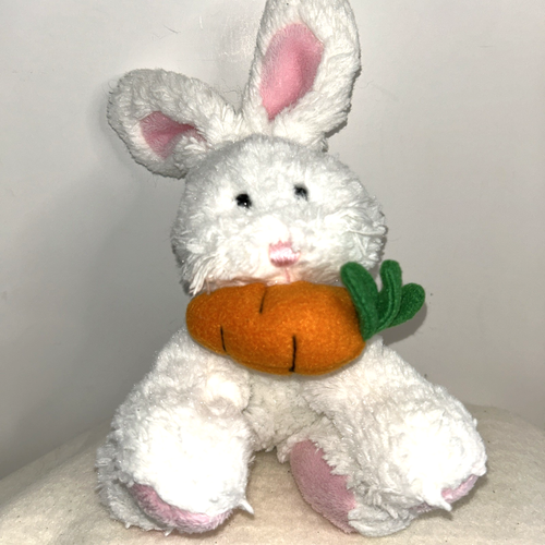 Webkinz bianco soffice marshmallow coniglietto pasquale carota rosa orecchie peluche 6" - Foto 6 di 6