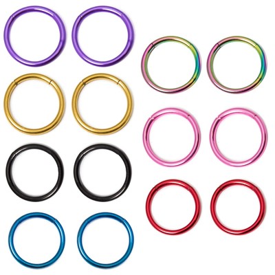 Pair of 16G Seamless Segment Rings Hoop Rings Septum Nose Lip Helix Nipple Daith