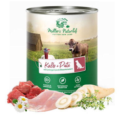 Müller s Naturhof - Kalb und Pute - 6 x 800 g - Hundefutter