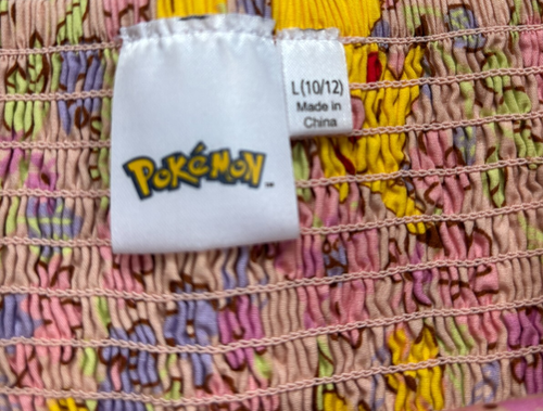 Pokemon Girls Pink Yellow Floral Pikachu Dress Size 10/12 Summer Spring Party - Picture 2 of 7