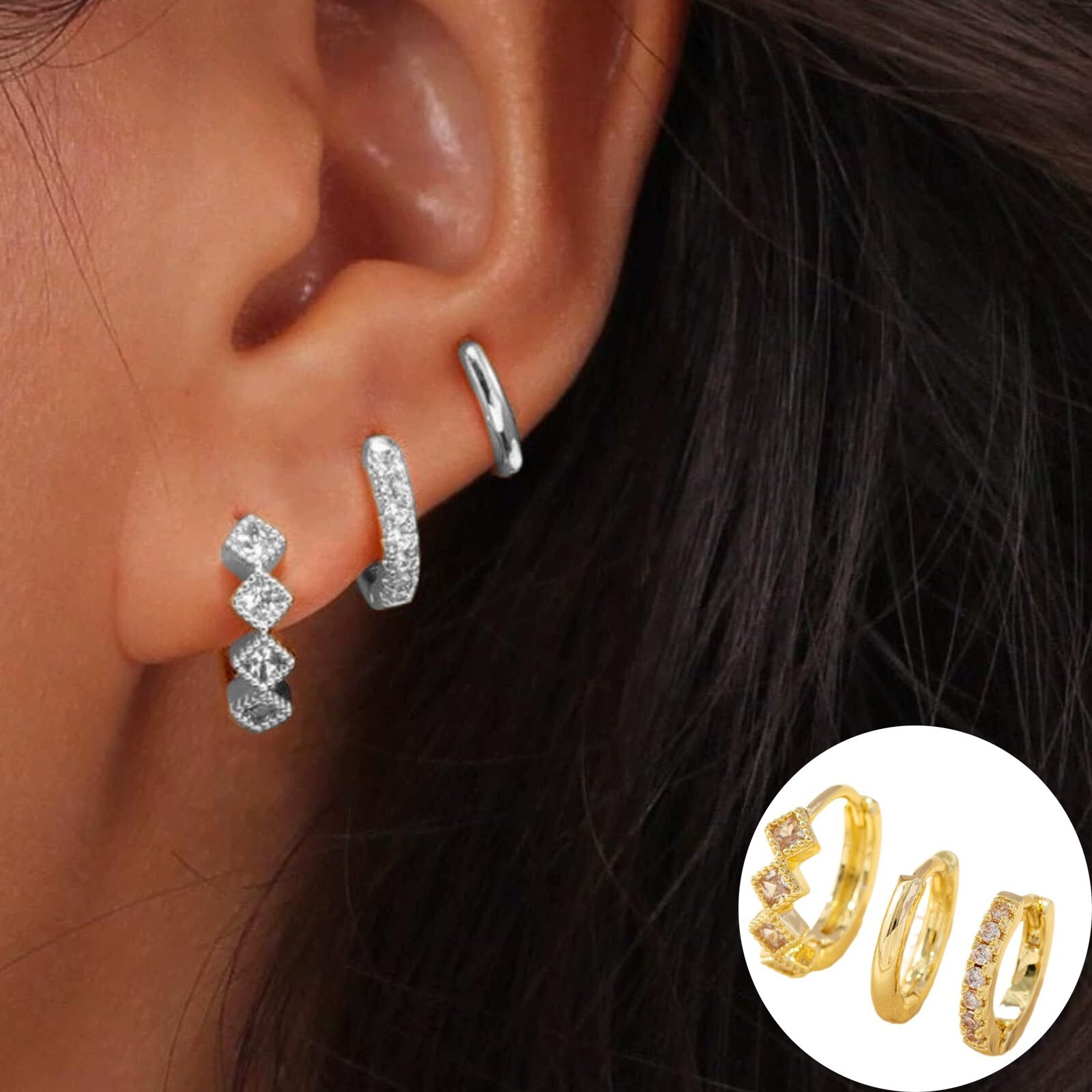Trendy Real Gold Plated Chunky Small Hoop Earrings for Women-image