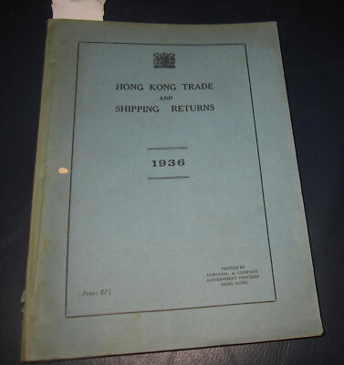 1936 Hong Kong Trade and Shipping Returns China Japan Wirtschaft
