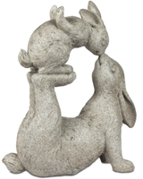 Formano Hase Mit Kind 34 Cm H Kunststein Matte, Strukturierter OberfläChe 735263