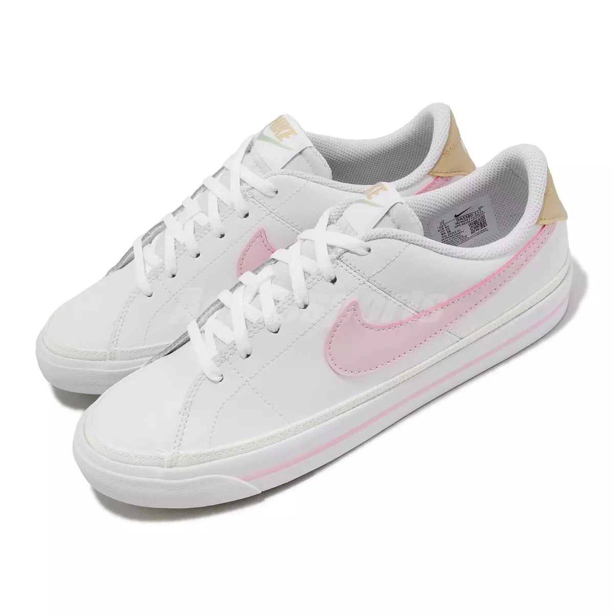 eBay Nike Kids Pink GS | Sesame DA5380-115 Court White Youth Shoes Casual Foam Legacy