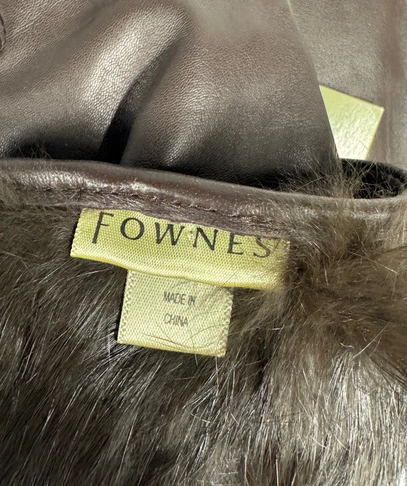 Fownes Brothers коричневые кожаные перчатки кроличий мех с подкладкой манжеты размер 6,5 новый - Изображение 3 из 4