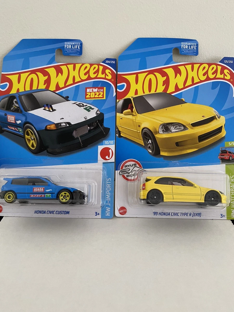 2022 hot wheels honda civic ek9 set of 2 Yellow And Blue VHTF Rare