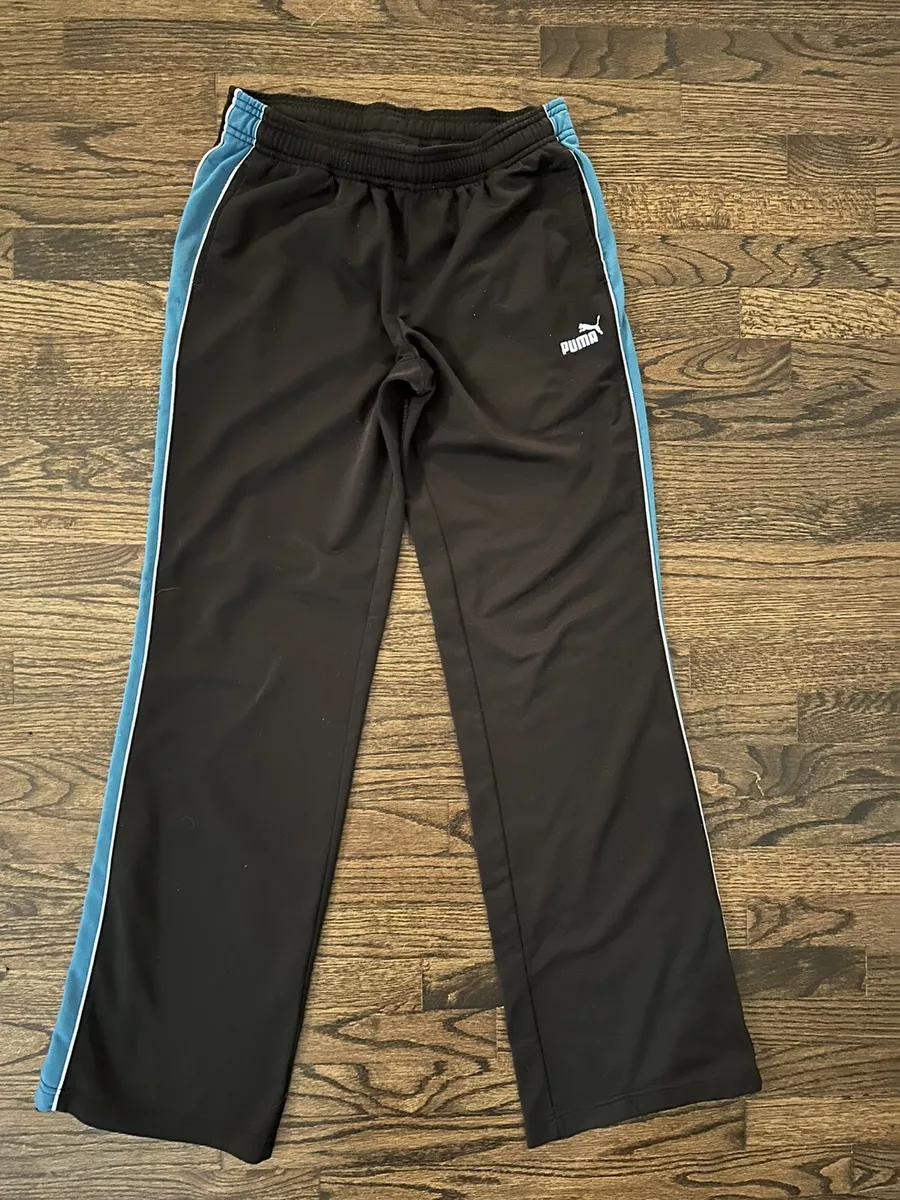 PUMA Black Side Stripe Athletic Sweatpants Low Rise Wide Leg Women Size Small S