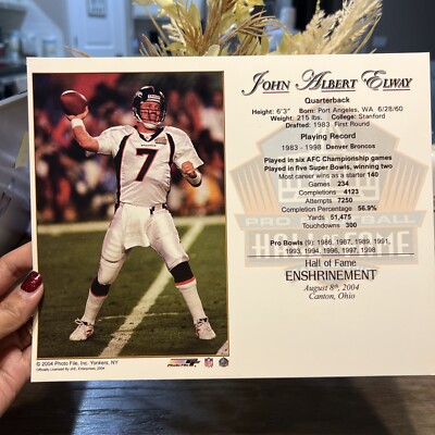 John Albert Elway  -- NFL 8x10 PHOTO (Career Stats)