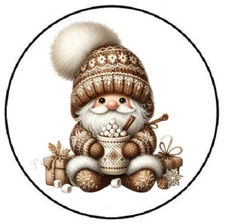 WINTER GNOME HOT COCOA CHOCOLATE ENVELOPE SEALS LABELS STICKERS PARTY FAVORS