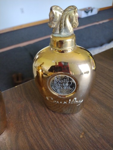 3 Vintage Courtley Gold Ceramic Bottles with Metal Horse Heads OLD BEAUTIFUL ❤ - Picture 4 of 13