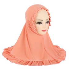 2-6Y Kids Girls Hijab Instant Scarf Wrap Muslim Amira One Piece Headscarf Ramada