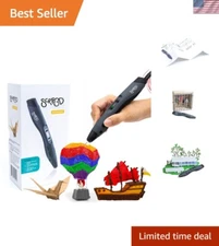 Advanced 3D Printing Pen Set with 20 Feet Filament & Stencil Guide - Multi-Color