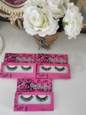 W7 Flutter Eyes Reusable False Eye Lashes Black x3 brand new 