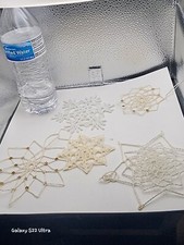 Vintage Handmade Crochet Doily Snowflakes Lot of 5 Pretty Christmas Ornaments