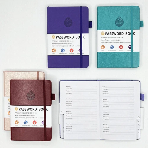 Password Book Hardcover Journal Notebook Internet Address & Password Organizer - Picture 3 of 19
