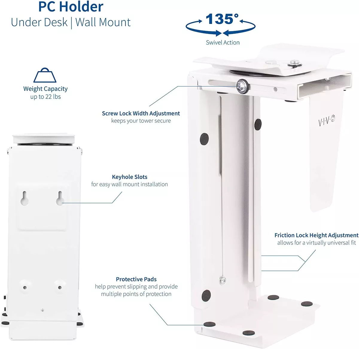  VIVO Steel Wall and Under Desk Mount Bracket Designed